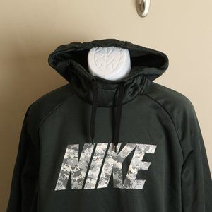 Nike Men's green w/ camo print Dri-Fit Hooded Sweatshirt Hoodie XL l/s
